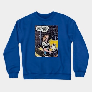 Comic art woman at typewriter Crewneck Sweatshirt